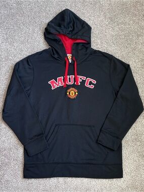 Manchester United MUFC Hoodie Men's Medium Black Red Soccer Official Merchandise